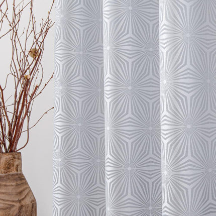 Vorhang Hellgrau mit geometrischem Muster