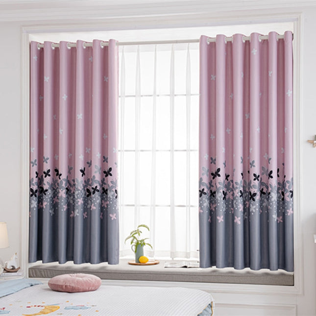 Vorhang Rosa Grau mit Schmetterling-Muster
