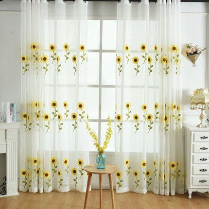 Gardine mit gestickten Sonnenblumen Küche