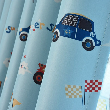 Kinder Verdunkelungsvorhang Blau mit Autos