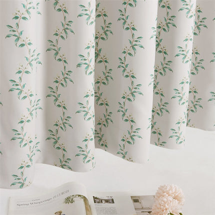 Landhausstil Vorhang mit grünem Blättermuster