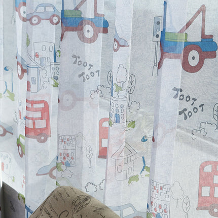 Kinderzimmer Gardine mit Auto-Motiv