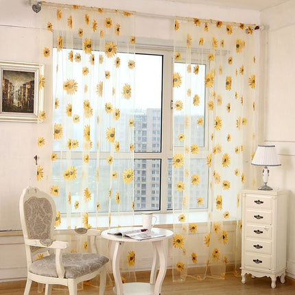 Gardine Betio mit Sonnenblumen-Muster