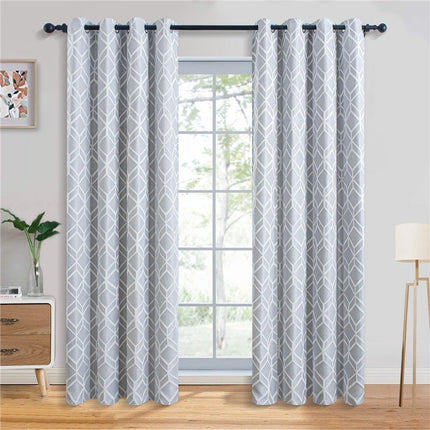 Verdunkelungsvorhang Hellgrau geometrisches Muster