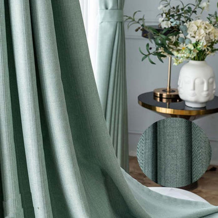 Verdunkelungsvorhang in Wassergrün Leinenoptik