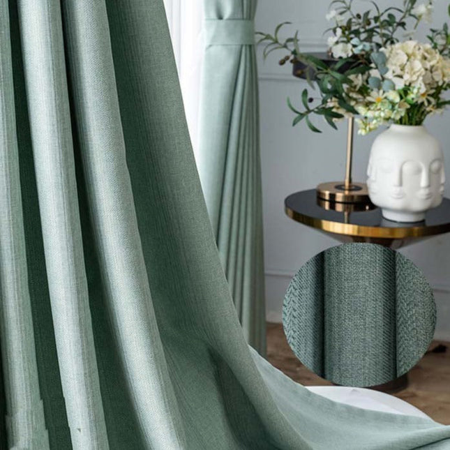 Verdunkelungsvorhang in Wassergrün Leinenoptik