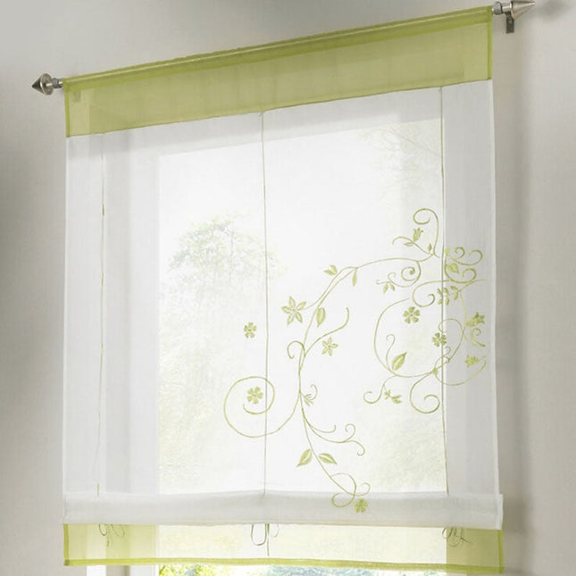Transparente Raffgardine mit floraler Stickerei