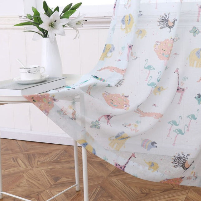 Süße Kinderzimmer Gardine mit Tiermotiven