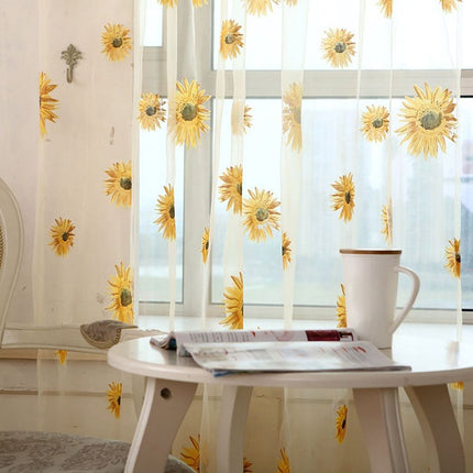 Gardine Betio mit Sonnenblumen-Muster