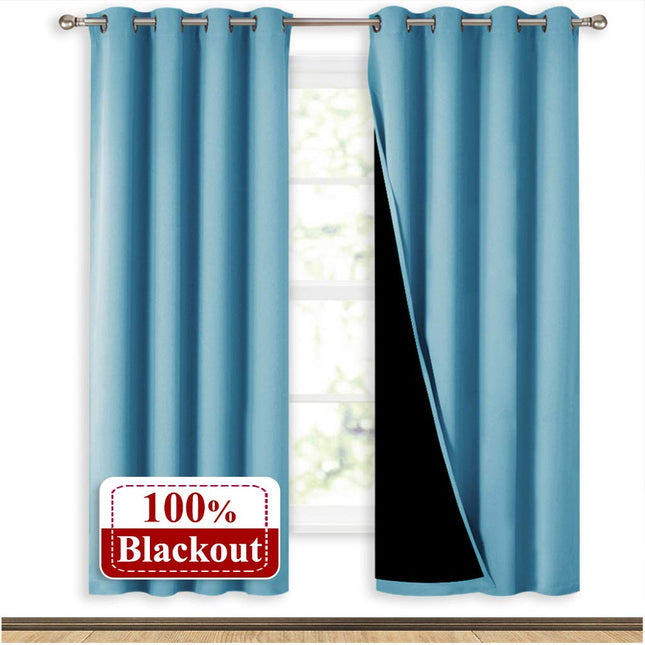 Thermo-Vorhang Himmelblau mit Ösen