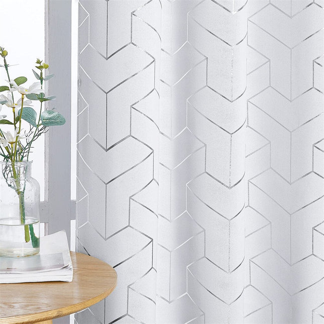 Verdunkelungsvorhang Weiß mit 3D-Muster