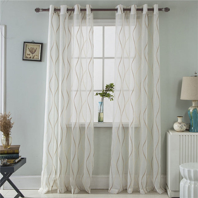 Gardine mit gewelltem Linienmuster modern
