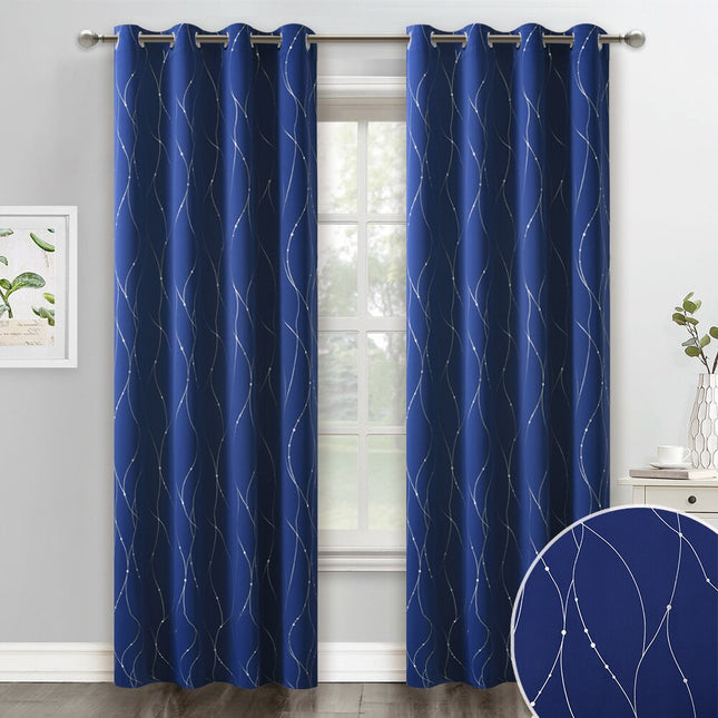 Blauer Verdunkelungsvorhang Mysen mit Wellen