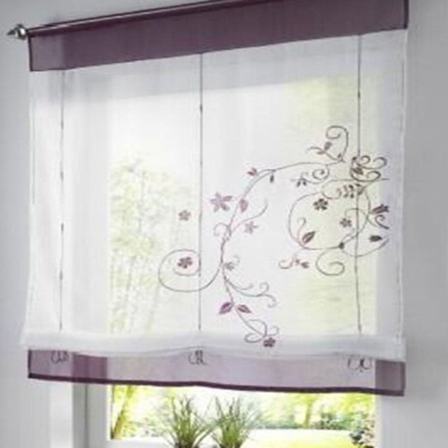 Transparente Raffgardine mit floraler Stickerei