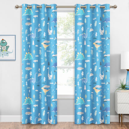 Blauer Verdunkelungsvorhang für Kinderzimmer Dinos