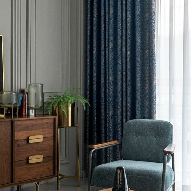 Nachtblauer Verdunkelungsvorhang mit feiner Struktur