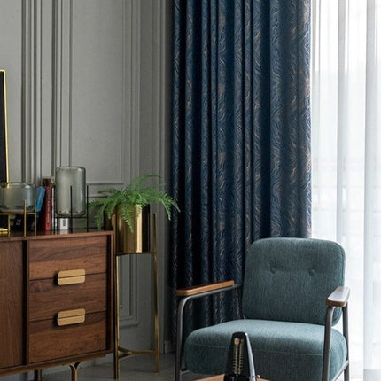 Nachtblauer Verdunkelungsvorhang mit feiner Struktur