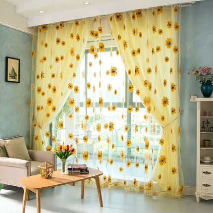 Gardine Betio mit Sonnenblumen-Muster
