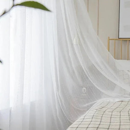 Voile-Gardine mit feiner Punkt-Stickerei