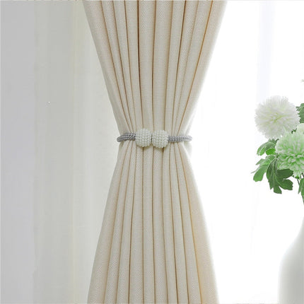 Eleganter Leinenoptik Vorhang in Beige