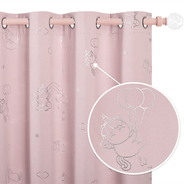 Rosa Kinderzimmer Vorhang Loima mit Einhörnern