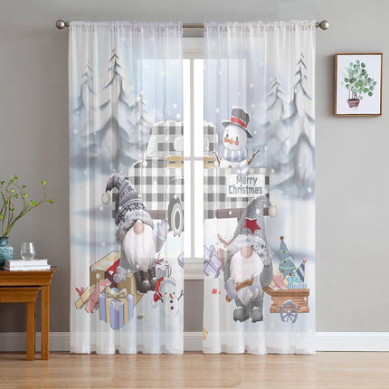 Weihnachtsgardine transparent mit Wintermotiv