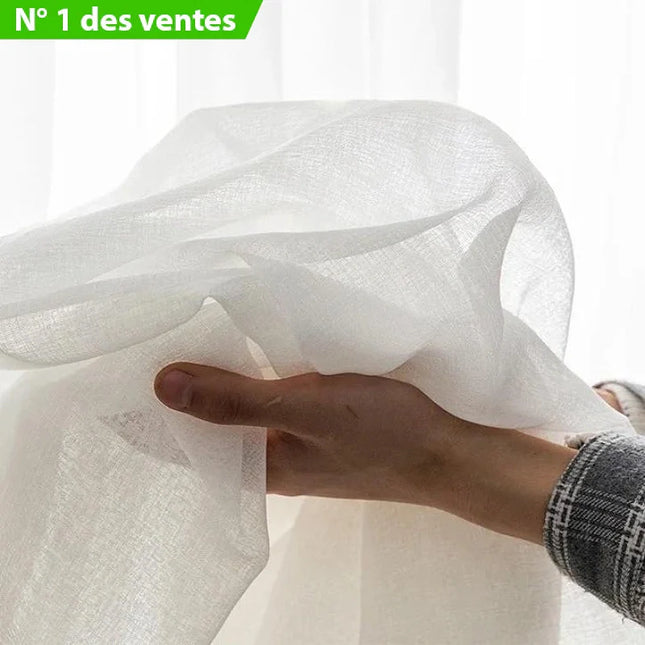 Transparente Gardine in natürlicher Leinenoptik