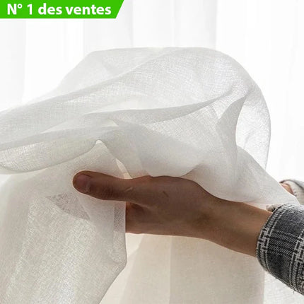 Transparente Gardine in natürlicher Leinenoptik