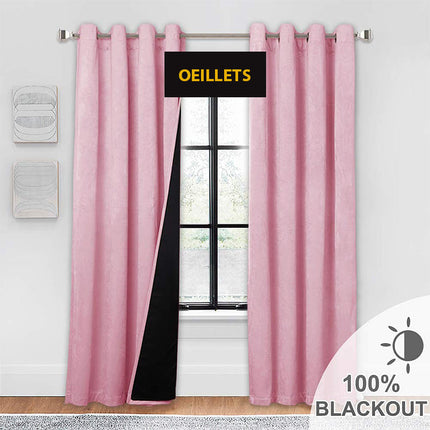 Rosa Samt Verdunkelungsvorhang mit Ösen