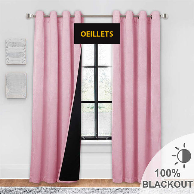 Rosa Samt Verdunkelungsvorhang mit Ösen