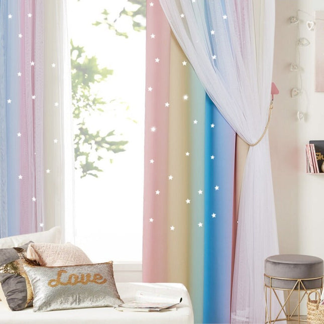 Regenbogen Vorhang mit Sternen für Mädchenzimmer