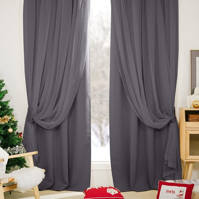 Doppellagiger Verdunkelungsvorhang mit Voile