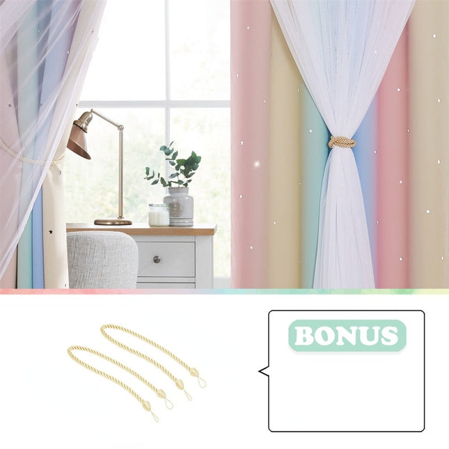 Regenbogen Vorhang mit Sternen für Mädchenzimmer