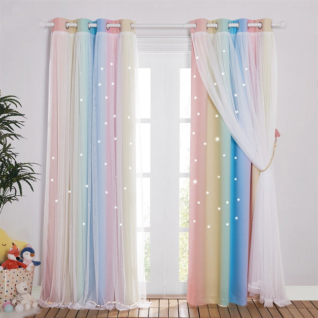 Regenbogen Vorhang mit Sternen für Mädchenzimmer