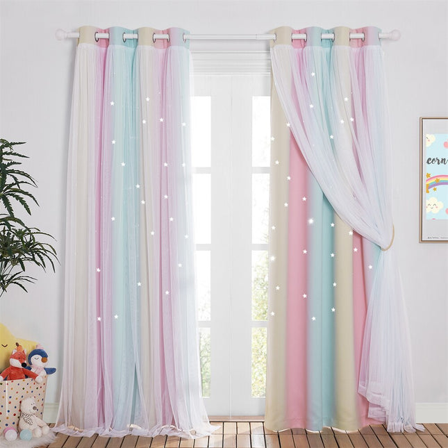 Regenbogen Vorhang mit Sternen für Mädchenzimmer