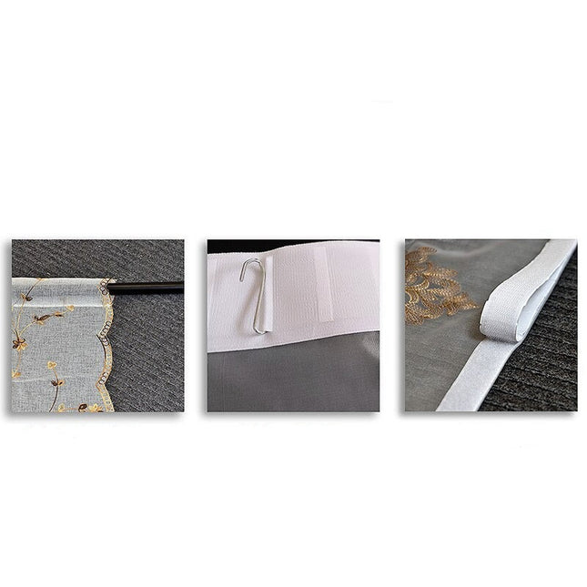 Elegante Raffgardine mit barocker Stickerei