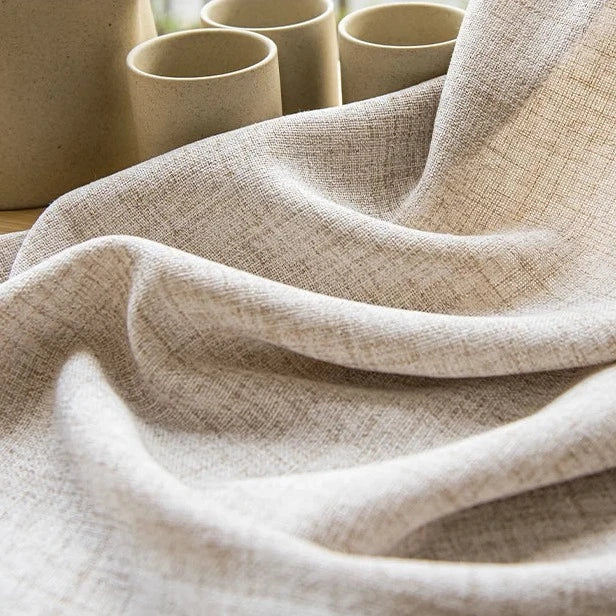 Beige Voile-Gardine mit Bordüre