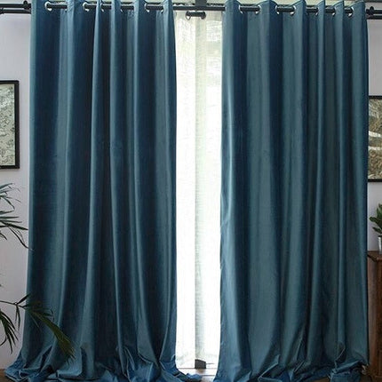 Glänzender Verdunkelungsvorhang Blau mit Ösen