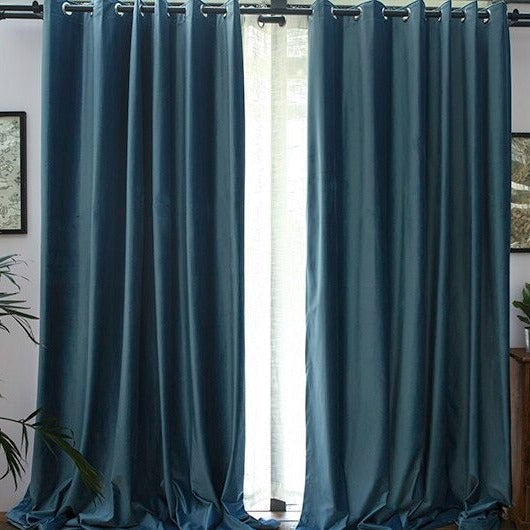 Glänzender Verdunkelungsvorhang Blau mit Ösen