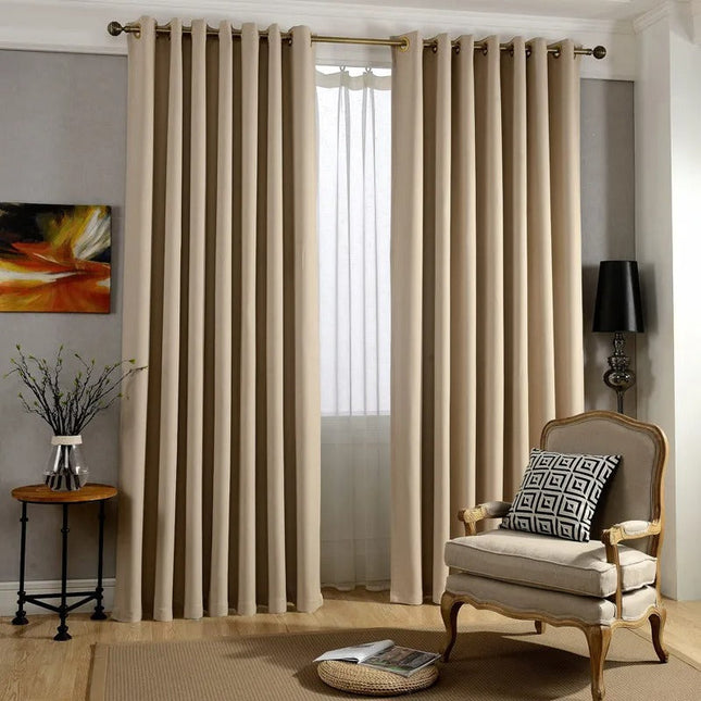 Einfarbiger Verdunkelungsvorhang Thermo in Beige