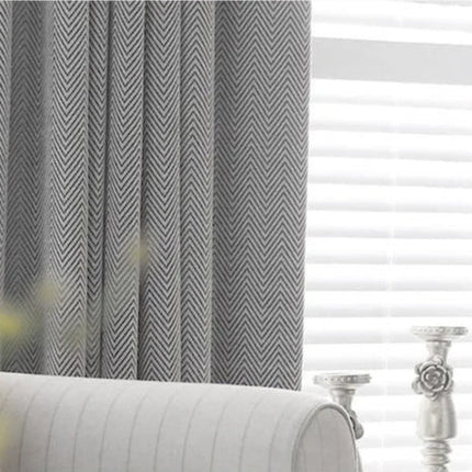 Verdunkelungsvorhang Valego Hellgrau mit Fischgrätmuster