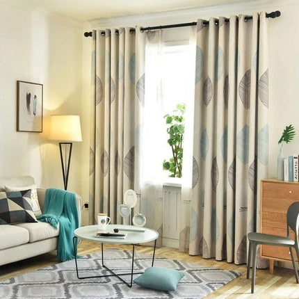 Verdunkelungsvorhang mit Ösen und Blattmuster