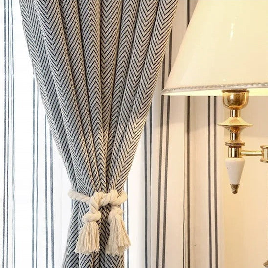 Verdunkelungsvorhang Valego Hellgrau mit Fischgrätmuster