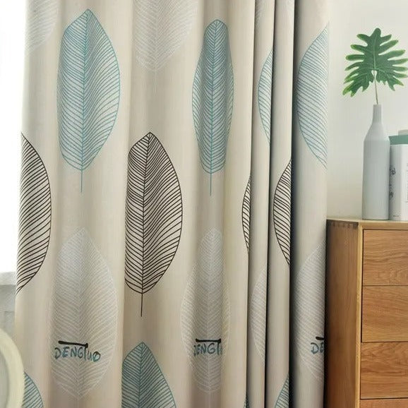 Verdunkelungsvorhang mit Ösen und Blattmuster