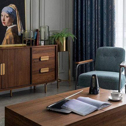 Nachtblauer Verdunkelungsvorhang mit feiner Struktur