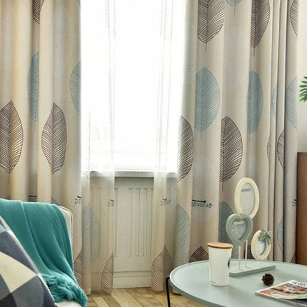 Verdunkelungsvorhang mit Ösen und Blattmuster