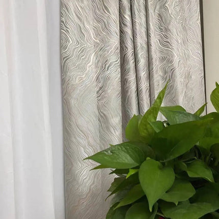 Verdunkelungsvorhang Silber mit abstraktem Muster