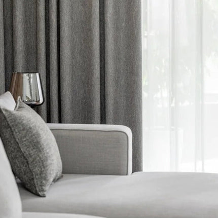 Verdunkelungsvorhang Dunkelgrau mit Fischgrätmuster