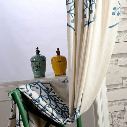 Bestickter Verdunkelungsvorhang in Leinenoptik