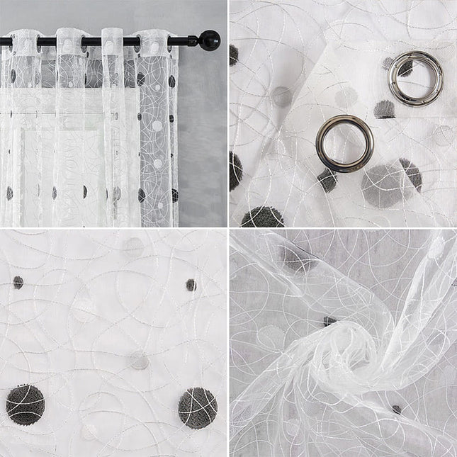 Weiße Voile-Gardine mit Vogelmotiv